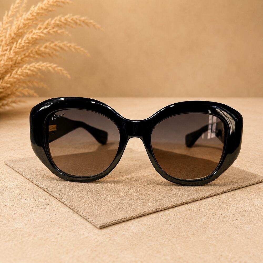 Cartier CT0502S Black Butterfly Sunglasses Grey Gradient Lenses - Picture 2 of 5